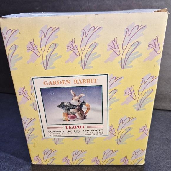 FITZ FLOYD Garden Rabbit Vegetable Teapot Omnibus  New Open Box - Picture 9 of 10